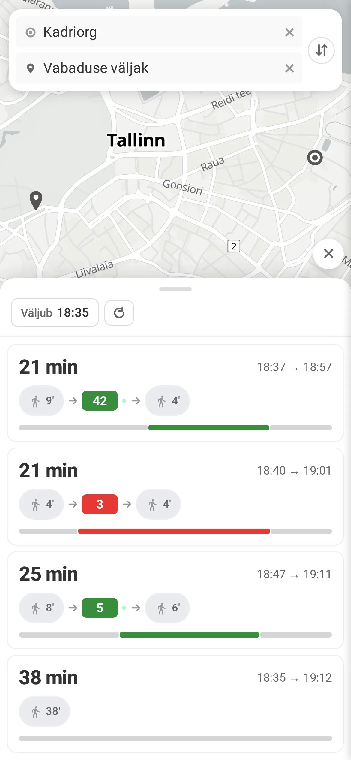 Route planner with on-time probability